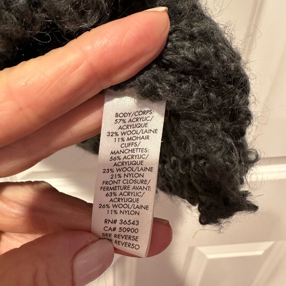 Calvin Klein Boho Open Front Grey Chunky Knit Batwing Oversized Cardigan M - Picture 5 of 9